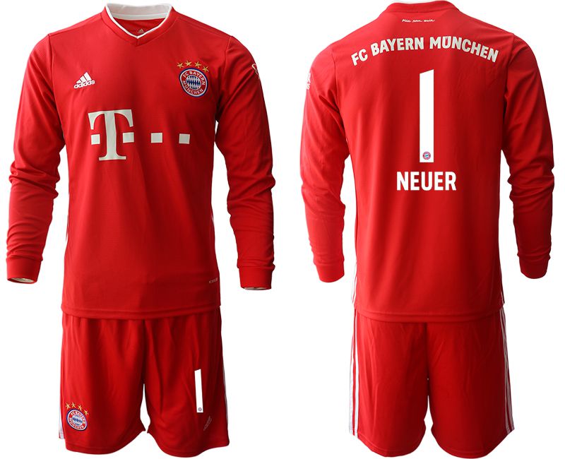 Men 2020-2021 club Bayern Munich home long sleeves #1 red Soccer Jerseys->bayern munich jersey->Soccer Club Jersey